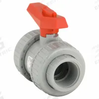 GF PIPING SYSTEMS Manual Two-Way Ball Valve: 1 1/4 in, CPVC, Straight, Socket x FNPT, Two-Piece (MPN 163375020). Key specifications — Brand: GF PIPING SYSTEMS; Handle: Lever.