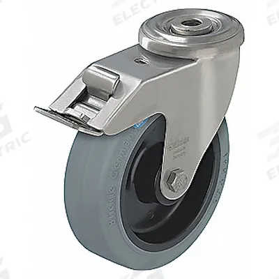 APPROVED VENDOR Bolt-Hole Caster: Swivel, No Brake, Rubber, 3 7/8 in Wheel Dia. - Corrosion-Resistant Bolt-Hole Casters