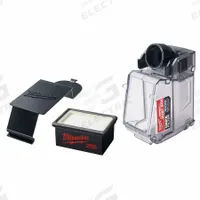 MILWAUKEE Dust Extractor Dust Box: On-Tool, Self-Contained, Universal, SDS-Plus, HEPA (MPN 49-90-2343). Key specifications — attr117716: Universal; attr117710: SDS-Plus; attr117714: Universal; attr117719: HEPA; attr117721: (1) Lid; attr68812: MILWAUKEE.