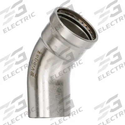 VIEGA PROPRESS Crimp Elbow Fitting: 3 in CTS x 3 in CTS Size, 45° Elbow, Press-fit x FTG - Potable Water Stainless Steel Press Tube Fittings