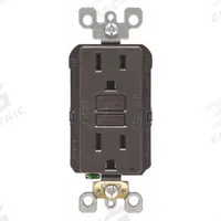 LEVITON GFI Receptacle: Decorator Duplex, 5-15, Brown, GFCI, 125V AC, 15 A, 2 Pole / 3 Wire (MPN GFNT1)