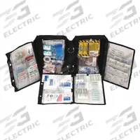 FIRST AID ONLY Survival Kit: 223 Components, Handbag, 25 People Served (MPN FA-462). Key specifications — Rations Included: (2) 4 oz Emergency Water Packets; First Aid Supplies Included: (4) Extra-Strength Non-Aspirin Tablets; Housing Material: Nylon; Container Type: Handbag; Hygiene Supplies Included: Sunscreen Lotion Packets; PPE and Shelter Supplies Included: (2) Nitrile Exam Gloves; Tools Included: (2) Finger Splint/Tongue Depressor; Writing and Communication Supplies Included: First Aid Guide.