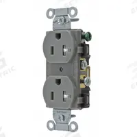 BRYANT Receptacle: Duplex, 5-20, Gray, 125V AC, 20 A, 2 Pole / 3 Wire (MPN CRS20GRYTR)
