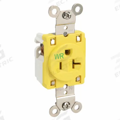 HUBBELL Receptacle: Single, 5-20, Yellow, 125V AC, 20 A, 2 Pole / 3 Wire (MPN HBL53CM61) - General Purpose Receptacles
