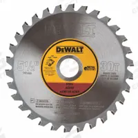 DEWALT Circular Saw Blade: 5 1/2 in Blade Dia., 30 Teeth, 0.06 in Cut Wd, 13/16 in Arbor Size (MPN DWA7770). Key specifications — attr1116119: DEWALT; attr1145631: Ferrous Metals.