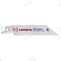 LENOX Reciprocating Saw Blade: 14 Teeth per Inch, 4 in Blade Lg, 0.04 in Blade Thick, Bi-Metal, 5 PK (MPN 20550414R). Key specifications — attr1109198: 14; attr1109200: Rigid for Straight Cuts; attr1109201: Tapered; attr1109209: LENOX.