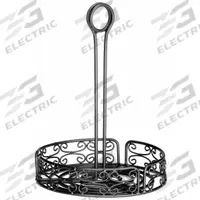 TABLECRAFT PRODUCTS COMPANY Round Condiment Rack: Black, 10 in Overall Ht, 7 3/8 in Overall Wd (MPN BK2679). Key specifications — Material: Steel; Color: Black; Brand: TABLECRAFT PRODUCTS COMPANY; Product Type: Condiment Rack.