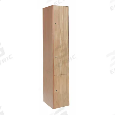 HALLOWELL Wardrobe Locker: 12 in x 18 in x 72 in, Solid, 3 Tiers, 1 Units Wide, Keyed - Solid Wood Wardrobe Lockers