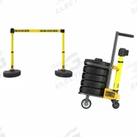 Belt Barrier System: 42 in Post Ht, 15 ft Belt Lg, Yellow, 4 No. of Posts, Message, Fillable Base (MPN PL4078). Key specifications — Brand: BANNER STAKES; Base Shape: Round Flat; Belt Color: Yellow; Message: Caution Do Not Enter; Post Color: Black/Yellow; Includes: (5) Bases; Belt Type: Message.