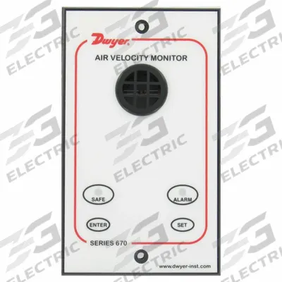 Dwyer Fume Hood Monitor: 5 3/4 in Overall Lg, 3 1/2 in Overall Wd, Mounting Bracket - Fume Hood Airflow Monitors