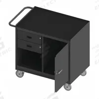 DURHAM MFG Mobile Cabinet Workbench: 36 in x 24 in, Rubber, 1,200 lb Overall Load Capacity, Gray (MPN 3118-RM-95). Key specifications — Included Components: Handle on Side; Assembly: Fully Assembled; Brand: DURHAM MFG.