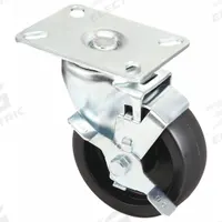 APPROVED VENDOR Plate Caster: Swivel, Side Brake, Polyolefin, 4 in Wheel Dia., 1 1/2 in Wheel Wd (MPN 33J015). Key specifications — Brand: APPROVED VENDOR; Wheel/Tread Color: Black; Roll Up: Swivel with Brake.