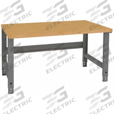 TENNSCO Workbench: Adj Ht, Laminated Hardwood Butcher Block, 60 in x 36 in - Open-Base Workstations