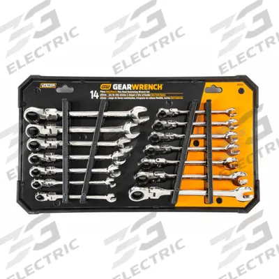 GEARWRENCH Combination Ratcheting Wrench Set: Alloy Steel, Full Polish Chrome, Std - SAE & Metric 12-Point Ratcheting Combination Wrench Sets