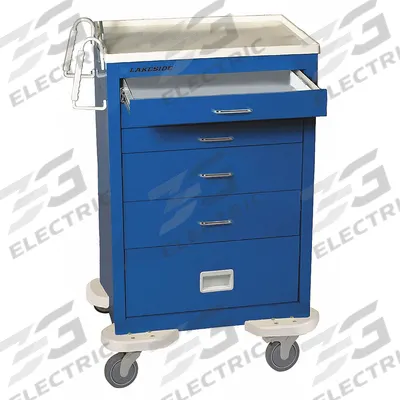 LAKESIDE General Medical Supply Cart with Drawers: Steel, (2) Swivel/(2) Swivel with Brake - General Medical Supply Carts with Drawers