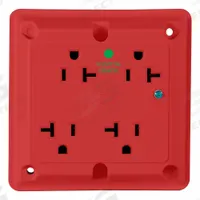 LEVITON Quadruplex Receptacle Outlet: Hospital Grade, Quad, 5-20R, Red, 125V AC, 20 A (MPN 8490-R)