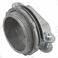 RACO Threaded Metal Connector: Die Cast Zinc, 1 1/2 in Trade Size, Clamp Style, 1 5/16 in Overall Lg (MPN 2856). Key specifications — attr28244: No; attr25407: Die Cast Zinc; attr28242: 00/3; attr79170: Silver; attr99477: RACO.