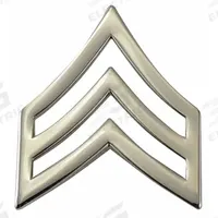 HEROS PRIDE Metal Rank Insignia: SGT. Chevron, 3/4 in, Silver, Metal, Clutch Pin, 1 PR (MPN 4442TN). Key specifications — attr1074238: Clutch Pin; attr188498: 3/4 in; attr188499: Silver; attr188500: Metal; attr188503: SGT. Chevron; attr193746: HEROS PRIDE.