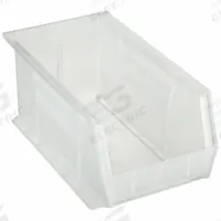 AKRO-MILS Hang and Stack Bin: 8 1/4 in x 14 3/4 in x 7 in, Clear, Label Holder Included, 30240SCLAR. Key specifications — Electrostatic Discharge: Not Electrostatic Discharge Conductive; Brand: AKRO-MILS; % Recycled Content: 0%.