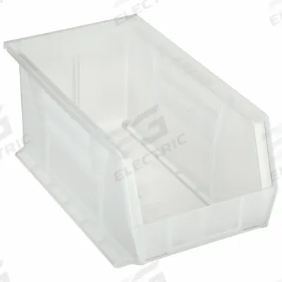 AKRO-MILS Hang and Stack Bin: 8 1/4 in x 14 3/4 in x 7 in, Clear, Label Holder Included - Clearview Plastic Bins