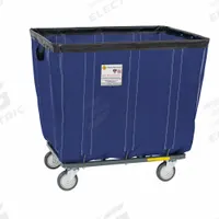 R&B WIRE PRODUCTS INC. Basket Truck: 12.5 cu ft, 600 lb, 35 1/2 in L x 24 in W x 26 1/2 in H, Steel (MPN 410SOC/ANTI/NVY). Key specifications — Brand: R&B WIRE PRODUCTS INC.; Liner Color: Navy Blue; Caster/Wheel Configuration: (4) Swivel; Assembled/Unassembled: Assembled.