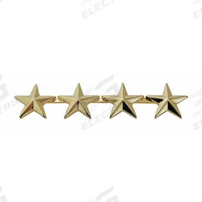 HEROS PRIDE Metal Rank Insignia: (4) Stars, 5/8 in, Gold, Metal, Clutch Pin, Rank Insignia - Metallic Insignia