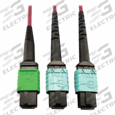 EATON TRIPP LITE Fiber Cable: (1) 16F MPO/APC Female (Green) x (2) 12F MPO/UPC Female (Aqua) - MPO OM3 Fiber Optic Patch Cords