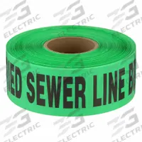 APPROVED VENDOR Non-Detectable Buried Tape: 1,000 ft Tape Lg, Green, Polyethylene (MPN B3104G4-200). Key specifications — Message: Caution Buried Sewer Line Below; Material: Polyethylene.