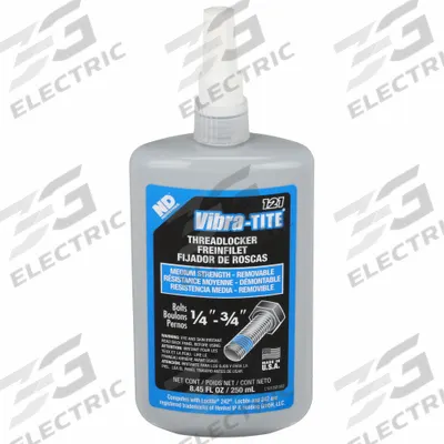 VIBRA-TITE Medium-Strength Threadlocker: 121, Blue, High-Temp Resistant, 8.45 fl oz - Medium-Strength Threadlockers (Blue)
