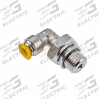 PARKER Push-Fit Elbow Fitting: 4 mm OD x 5 mm Pipe Size, Push-to-Connect x Metric, Brass, Silver (MPN 169PLP-4M-M5). Key specifications — Brand: PARKER.