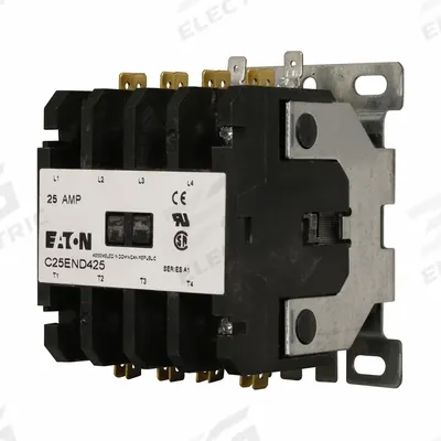 EATON Definite Purpose Magnetic Contactor: 4 Poles, 120V AC, 25 A - Non-Reversing Definite Purpose Contactors