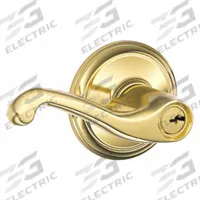 SCHLAGE Door Lockset: Office Lever Locksets, Brass (MPN F51A FLA 605). Key specifications — attr1024149: Not Ligature-Resistant; attr1011488: SCHLAGE; attr1024446: F81; attr1011524: No Message; attr1011506: Flair; attr1011485: No; attr1059461: Bright Brass, Clear Coated : Zinc.