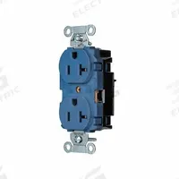 HUBBELL Receptacle: Duplex, 5-20, Blue, 125V AC, 20 A, 2 Pole / 3 Wire (MPN BR20STBL)