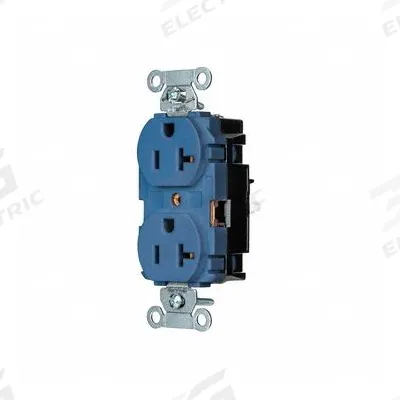 HUBBELL Receptacle: Duplex, 5-20, Blue, 125V AC, 20 A, 2 Pole / 3 Wire (MPN BR20STBL) - General Purpose Receptacles