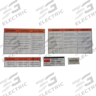 DAYTON Label Kit: For 5PKH3 - GGS Material Handling Parts