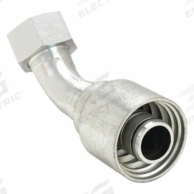 AEROQUIP Hydraulic Crimp Fitting: Steel x Steel, 45° Elbow, -20 For Hose Dash Size - Aeroquip Crimp Hydraulic Hose Fittings with ORS Connection