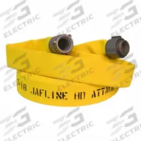JAFLINE HD Fire Hose: Double Jacket, 5 in Hose Inside Dia, 50 ft Hose Lg, Yellow (MPN HD500Y050-SZ500). Key specifications — Fitting Type: Storz; Coupling Lug Style: Storz; Fitting Material: Aluminum.
