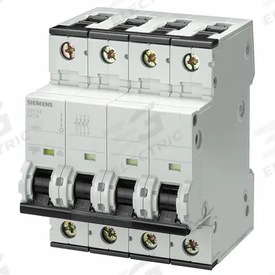 SIEMENS IEC Supplementary Protector: 1.6 A Amps, 72V DC, 10kA at 400V AC, Screw Clamp - A-Curve, 4-Pole UL1077 DIN Rail-Mount Supplementary Protectors