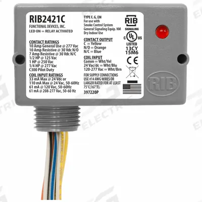 RIB Enclosed Pre-Wired Relay: 10 A Rating, SPDT - General Purpose Power Relays