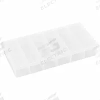 FLAMBEAU Compartment Box: 4 3/8 in x 8 1/4 in x 1 3/8 in, Clear, 6 Compartments, 0 Adj Dividers (MPN T203). Key specifications — ESD Conductive: Not Electrostatic Discharge Conductive; Color: Clear; Compartment WxD: (6) 1-1/4 in x 4 in; Brand: FLAMBEAU; Material: Plastic.