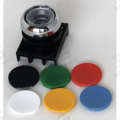 EATON Flush Push Button: Black/Blue/Green/Red, 22 mm Mounting Size, Metallic - Flush-Mount & Recessed Push-Button Operators