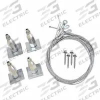 Suspension Kit: 5 ft Cable Lg, WC3 Cable Size, 1/4 in Fitting Size, 45° Eyelet, Strut Lock (MPN 32049). Key specifications — Includes: 2 in Wood Screw; Lock Type: Strut Lock; Brand: DURODYNE; Cable Size: WC3; Fitting Type: 45° Eyelet.