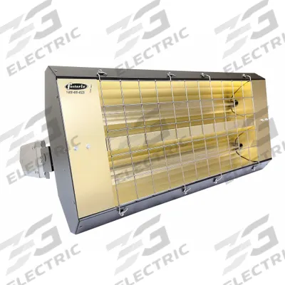 FOSTORIA Infrared Quartz Electric Heater: 5000 W Watt Output, 480V AC, 1 Phase, Hardwired - Indoor/Outdoor Suspended Infrared Radiant Electric Ceiling Heaters