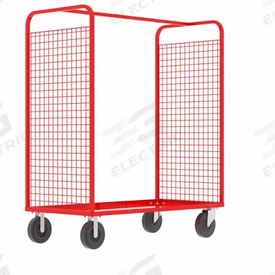 VALLEY CRAFT Cage Cart: 2,000 lb, Overall Dim. 57 in L x 30 in W x 68 in H, Rubber - Dual-Side-Access with Wire Shelves