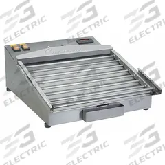 CRETORS Slanted Hot Dog Roller Grill: Up to 24 Hot Dogs, 18 in Cooking Surface Wd, Stainless Steel (MPN HD24AF-CAH). Key specifications — Manufacturer Part Number: HD24AF-CAH; Voltage: 120V AC; Product Type: Slanted Roller Grill.
