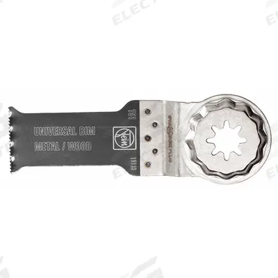 FEIN Oscillating Tool Blade: 1 1/8 in Blade Wd, 4 5/16 in Overall Lg, Bi-Metal - Starlock Plus Mounted Blades