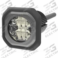 ECCO Strobe Light: Perimeter Flashing Warning Light, Amber/White, 1 3/8 in Overall Wd, LED (MPN ED9040AW). Key specifications — Operating Voltage: 12-24V DC; Number of Flash Patterns: 69; Includes: Mounting Hardware; Electrical Connection: Blunt Cut Wires; Mount Type: Bolt; Brand: ECCO; Shape: Rectangular.