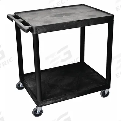 APPROVED VENDOR Utility Cart: 400 lb, 2 Shelves, 32 in L x 24 in W Self, Black - General Purpose Utility Carts