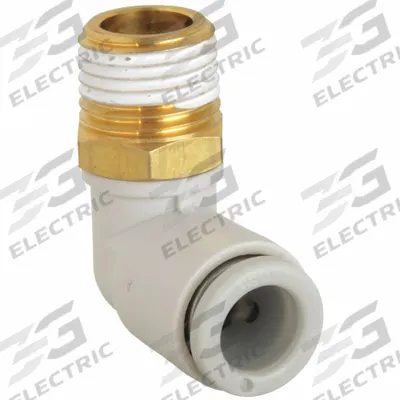 SMC Push-Fit Elbow Fitting: 6 mm OD x 1/8 in Pipe Size, Push-to-Connect x BSPT - Polybutylene & Brass Tube Fittings
