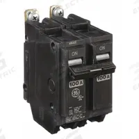 GE Miniature Circuit Breaker: THQB, 100 A, 120/240V AC, Single Phase, 10kA at 120/240V AC, Std (MPN THQB21100). Key specifications — attr195972: 100 A; attr195973: 120/240V AC; attr195974: Single; attr195975: 10kA at 120/240V AC; attr195976: Lighting Panels.